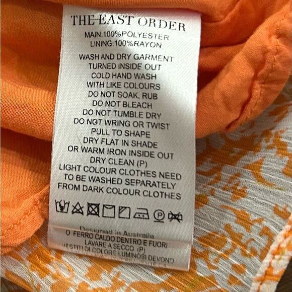 The East Order Orange White Peaches Bohemian Mini Dress Size XS - Picture 13 of 16
